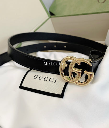 @Gucci Marmont Belt 2cm 亮金扣皮帶/320