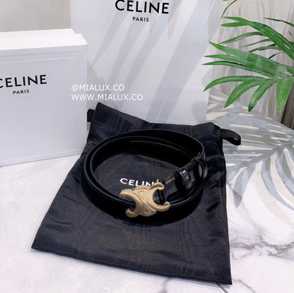 Celine▪️TAURILLON TRIOMPHE TEEN 滑牛皮1.3CM細皮帶/385E410 🉐15350🇪🇺