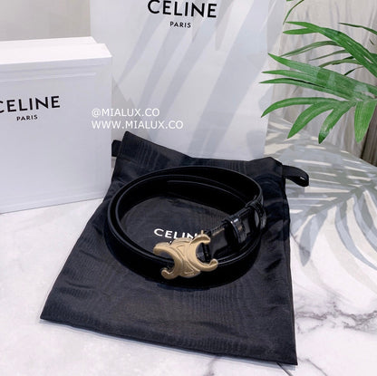 *現貨*Celine Triomphe Belt 1.8 CM 85cm 小款滑牛皮皮帶-黑/430🉐 13980