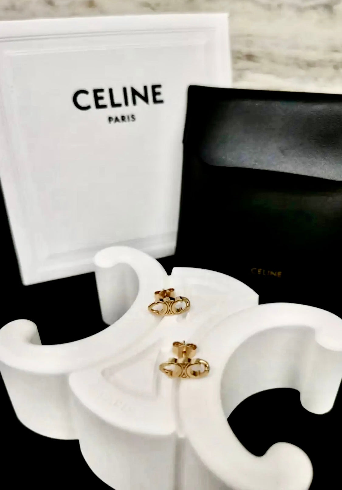 Celine Triomphe Gourmette Studs 金色耳環/345E370  🉐13950🇪🇺