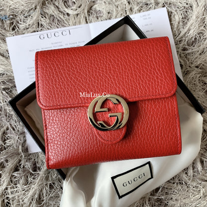 @Gucci▪️Interlocking 雙G銀扣短夾/510P230 🔔限時折🉐11150