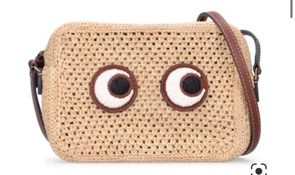 Anya Hindmarch Eyes Raffia 大眼睛草編相機包/350L231 ㊙️折扣🉐9700💰