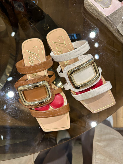 @Roger Vivier Slippers 金屬扣涼鞋/660P308 🔔限時折🉐14860