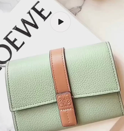 Loewe▪️Vertical S 小款拼色三折短夾/475H428 💚折扣🉐17960