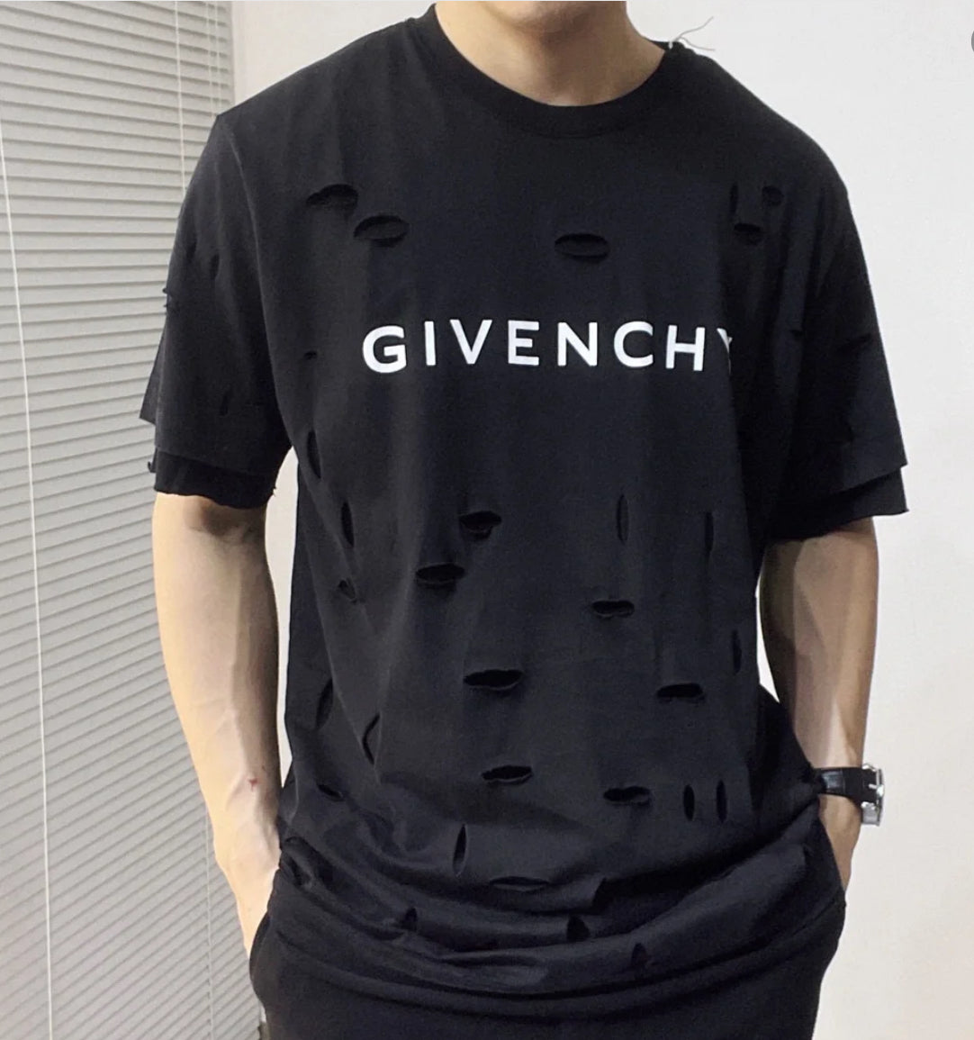 @Givenchy T 破洞雙層假兩件T恤/655P328 🔔限時折🉐15560