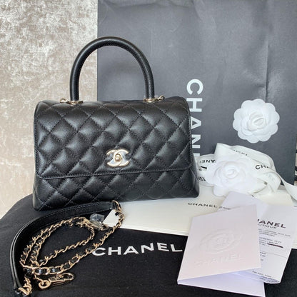 CHANEL▶︎✨| MINI CALFSKIN FLAP BAG WITH HANDLE 迷你牛皮手把翻蓋包 A92990 -