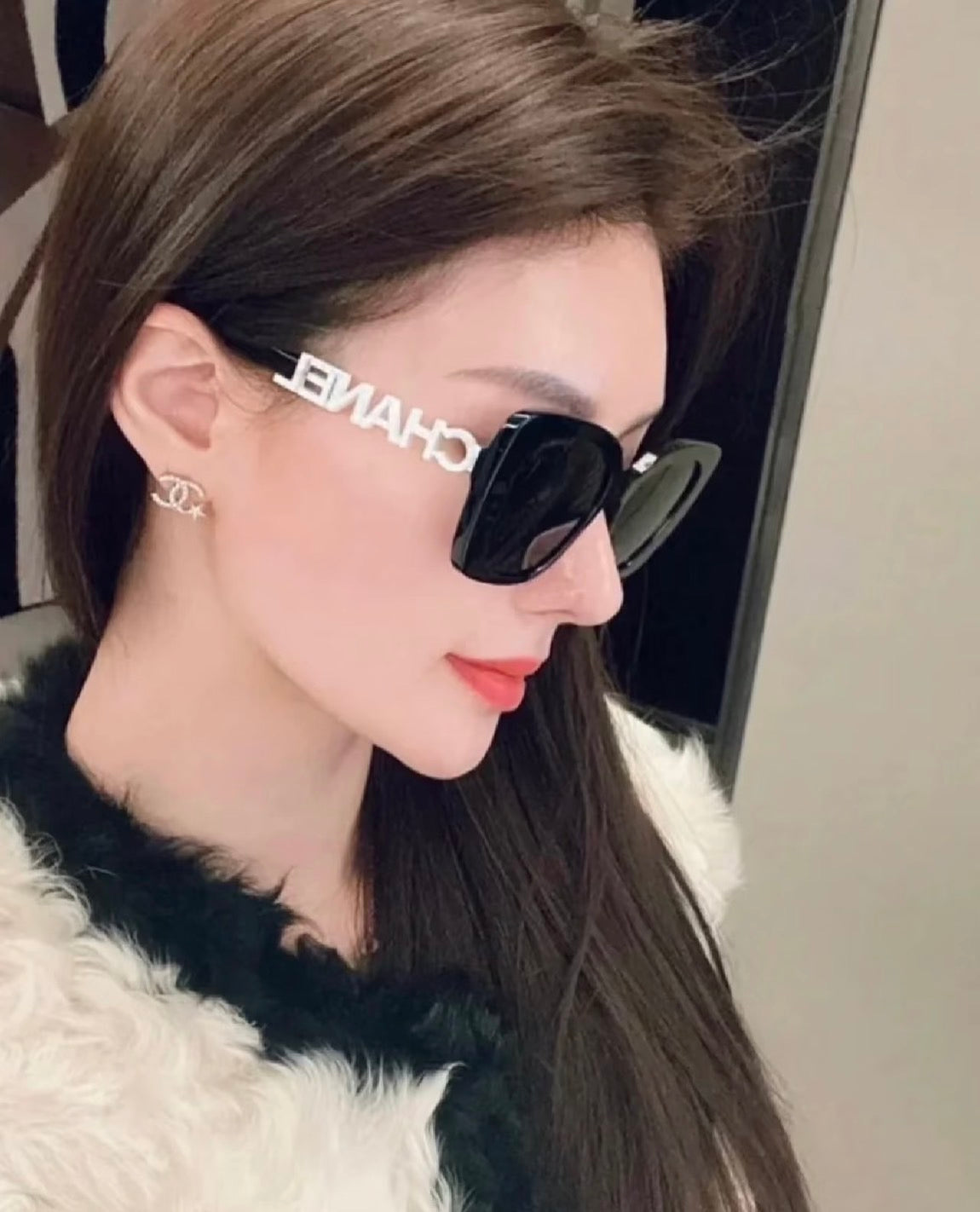 CHANEL Sunglasses 白鑽 字母 墨鏡