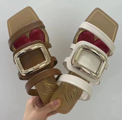 @Roger Vivier Slippers 金屬扣涼鞋/660P308 🔔限時折🉐14860