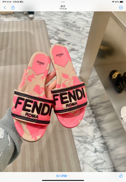 @Fendi Slippers 刺繡花卉帆布拖鞋 P365 🔔限時折🉐17430