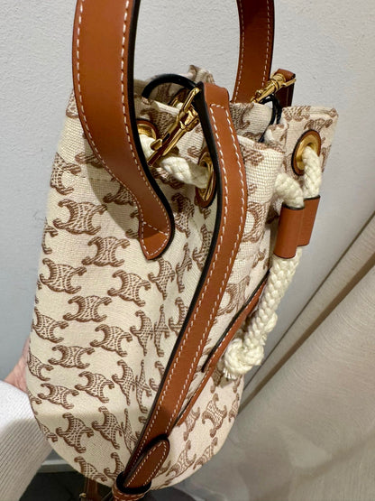 @Celine Outlet Teen Bucket 凱旋門白老花水桶包