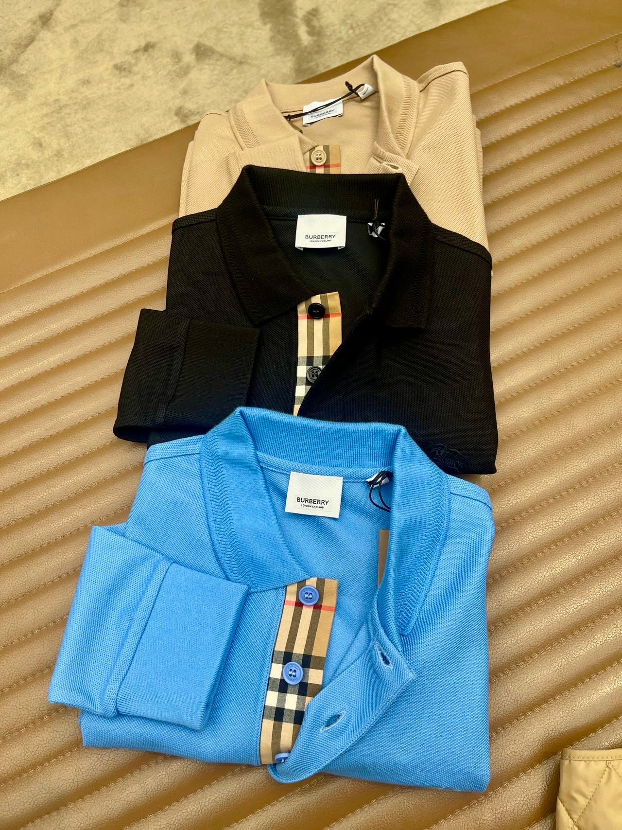 @Burberry Eddie 品牌格紋長袖Polo衫/350P245 🔥折上七折🉐8520