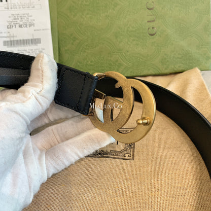 Gucci▪️Leather Belt with Double G Buckle 經典3cm雙G古銅金皮帶 * £ 360