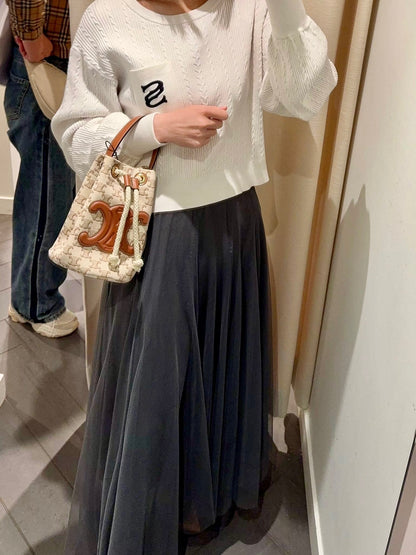 @Celine Outlet Teen Bucket 凱旋門白老花水桶包