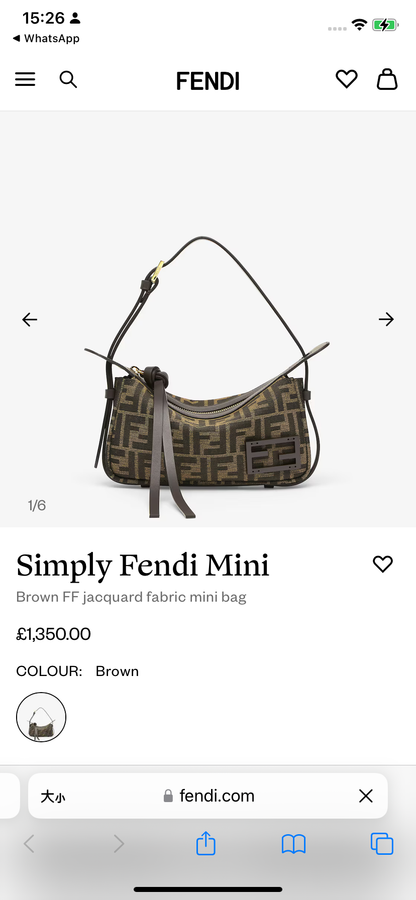 Fendi Simply Mini 迷你提花腋下包/1350E1500 🉐55000🇪🇺