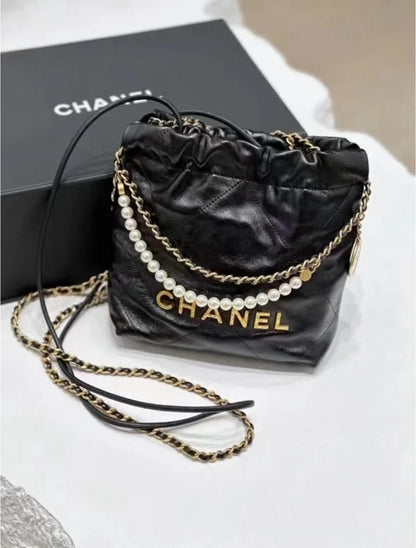 CHANEL 22 MINI 珍珠鍊垃圾包 🏷️