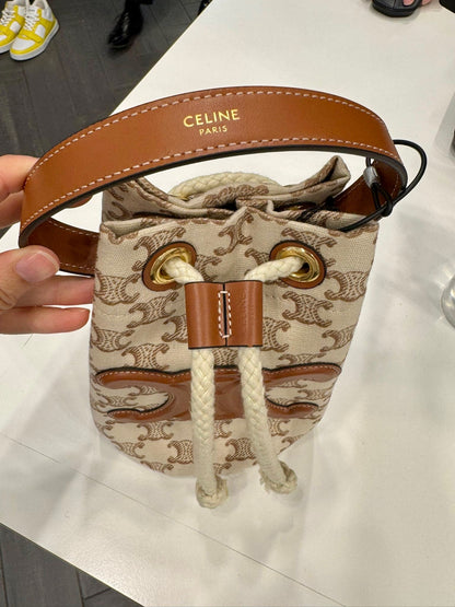 @Celine Outlet Teen Bucket 凱旋門白老花水桶包