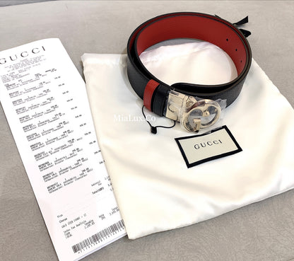 @Gucci▪️Calfskin Belt 女款銀頭雙面皮帶/P205 🔔限時折🉐11000