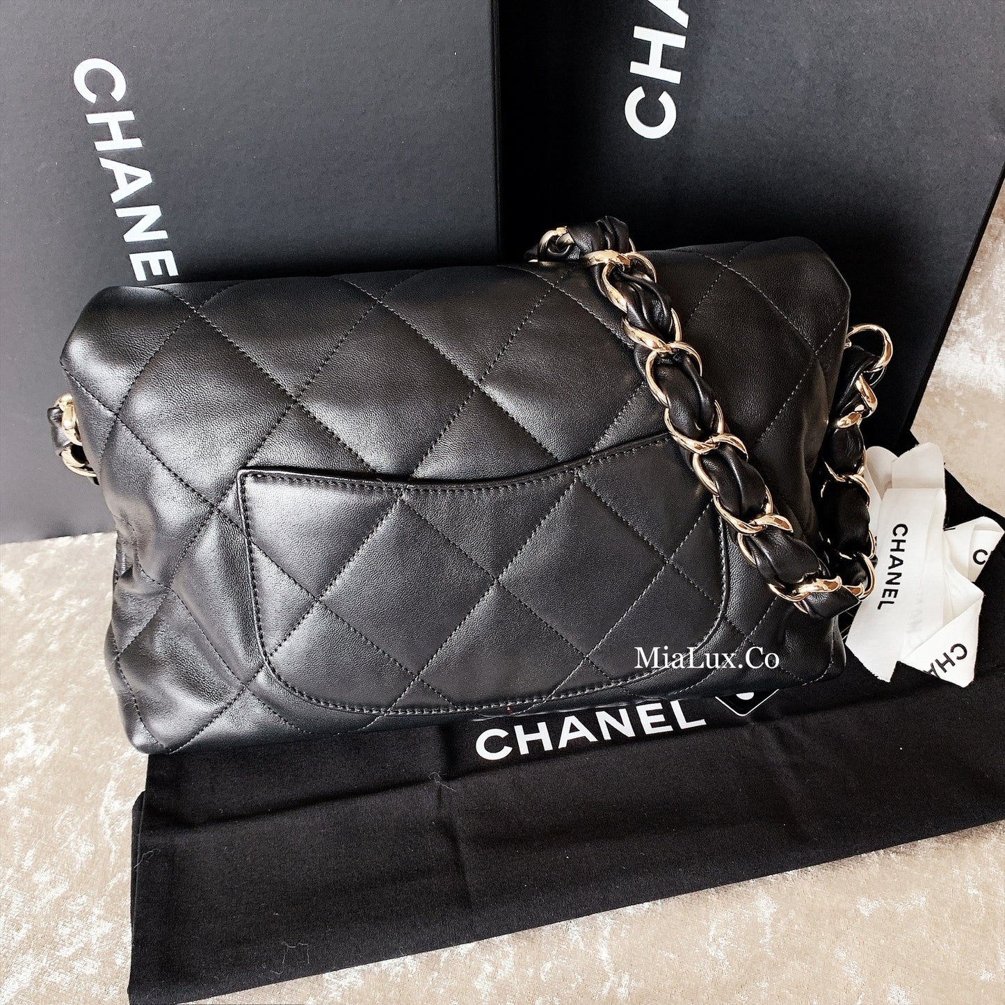 CHANEL✨ LAMBSKIN CHAIN FLAP BAG 特殊鏈羊皮大菱格翻蓋鏈包 -