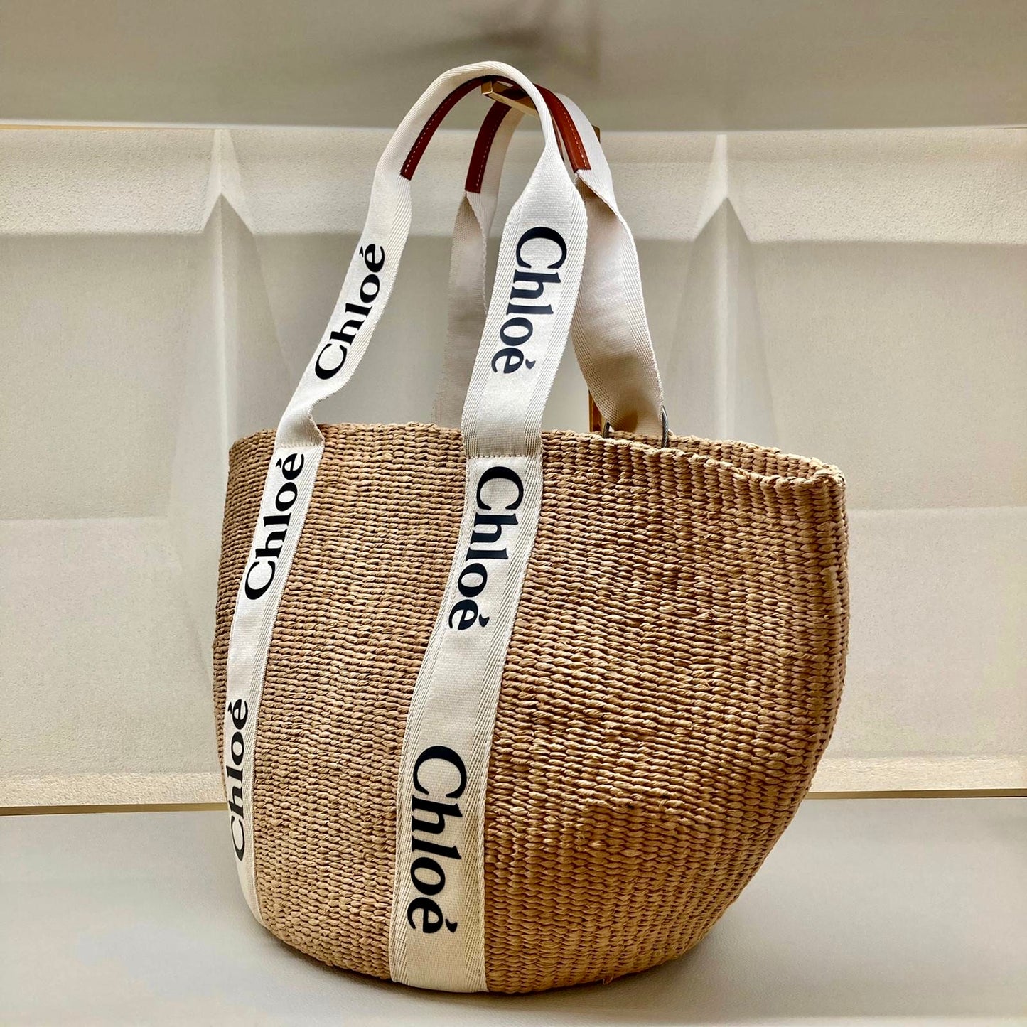 Chloe✨ WOODY BASKET L 大款草編包-米白/550C436㊙️折扣🉐19800