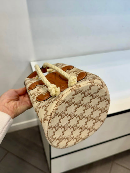 @Celine Outlet Teen Bucket 凱旋門白老花水桶包
