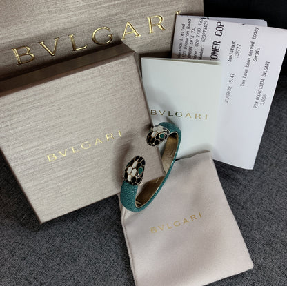 Bvlgari✨ SERPENTI FOREVER LEATHER BRACELET 雙蛇頭皮邊手環37040 * £440