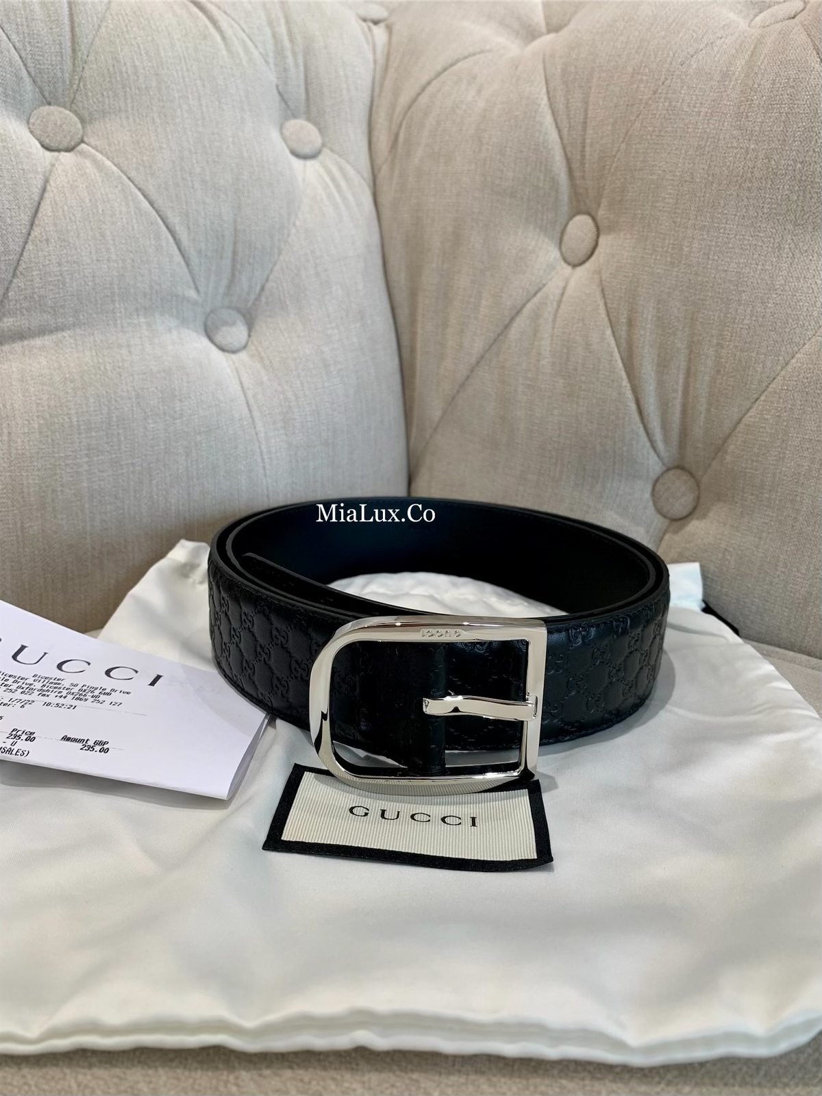 @Gucci Embossed Belt 男生款壓紋方頭皮帶/P195