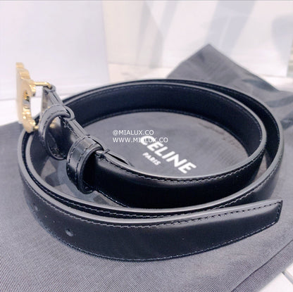 *現貨*Celine Triomphe Belt 1.8 CM 85cm 小款滑牛皮皮帶-黑/430🉐 13980