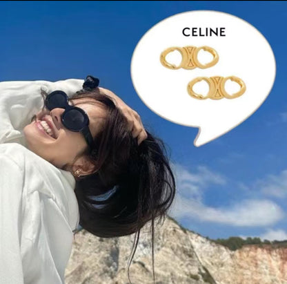 Celine Triomphe Gourmette Studs 金色耳環/345E370  🉐13950🇪🇺