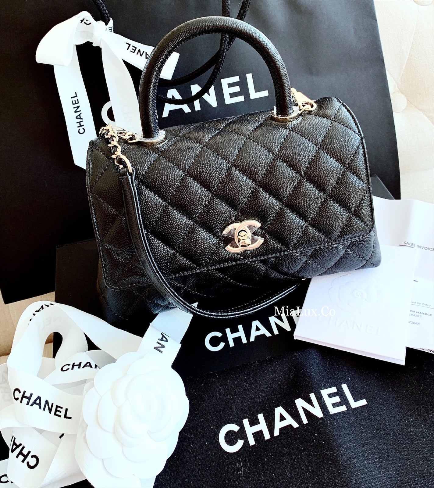 CHANEL▶︎✨| MINI CALFSKIN FLAP BAG WITH HANDLE 迷你牛皮手把翻蓋包 A92990 -