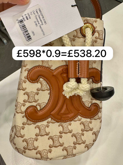 @Celine Outlet Teen Bucket 凱旋門白老花水桶包