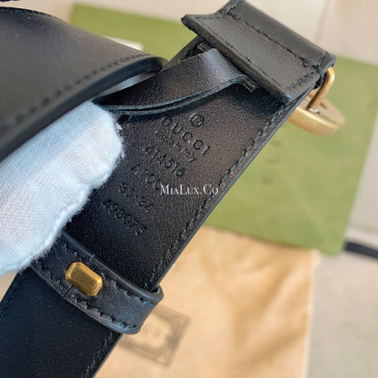 Gucci▪️Leather Belt with Double G Buckle 經典3cm雙G古銅金皮帶 * £ 360