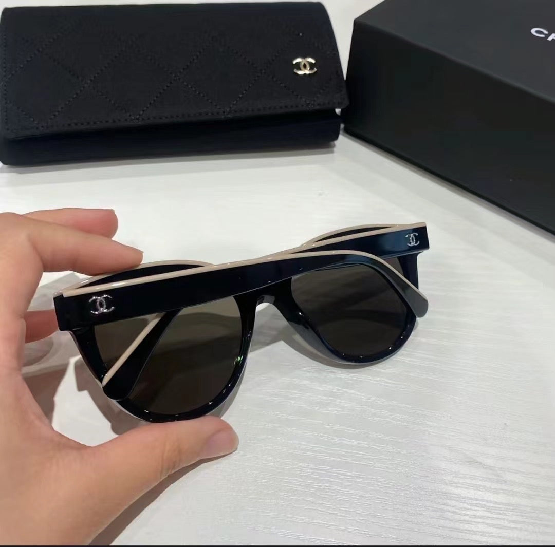 *CHANEL✨sunglasses 米色滾邊墨鏡