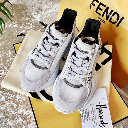 FENDI✨ FLOW White Nylon and Suede Low Top *£680