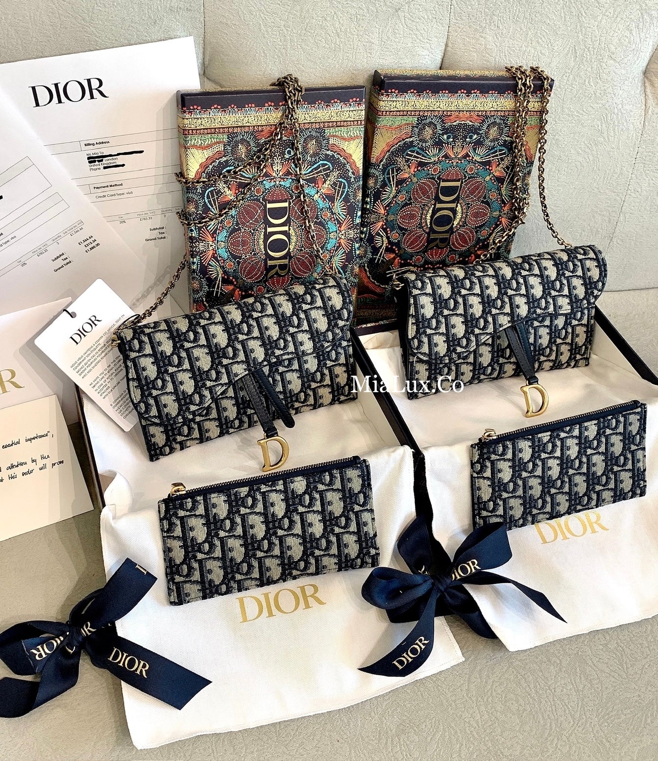 Dior Long Saddle 藍提花馬鞍WOC錢包/1250E1400 🉐49900🇪🇺