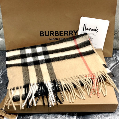 Burberry Classic Check Cashmere 永遠火羊絨圍巾/420H378 💚折扣🉐15880