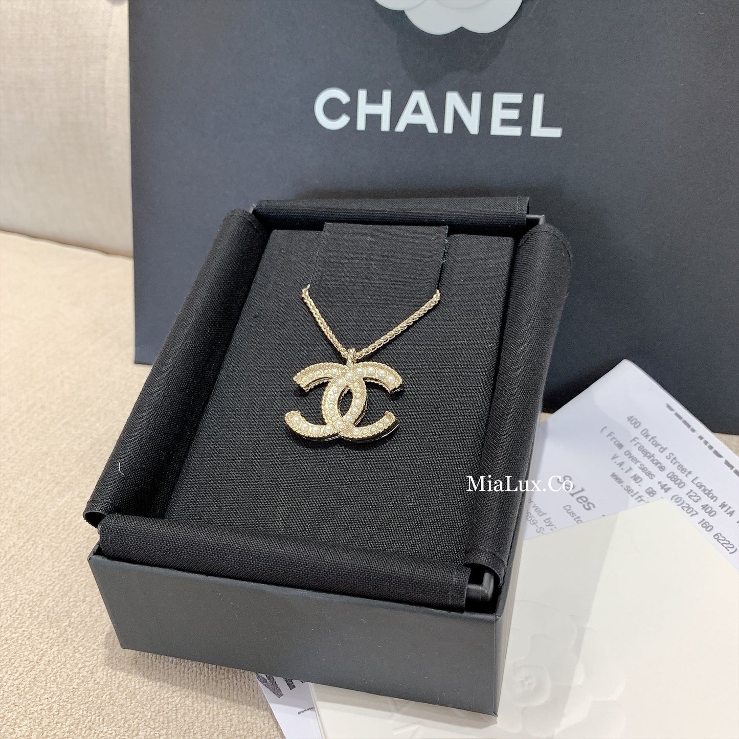 CHANEL▪️CC PEARL NECKLACE 雙C珍珠排鑽金項鍊 -