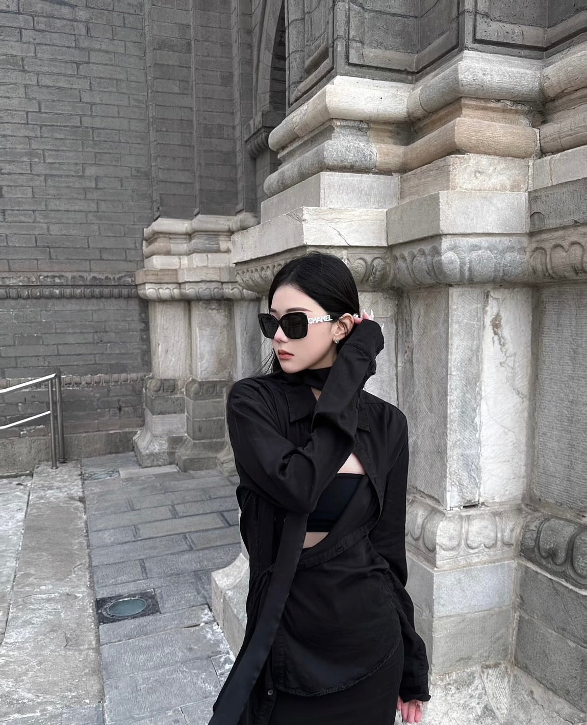 CHANEL Sunglasses 白鑽 字母 墨鏡