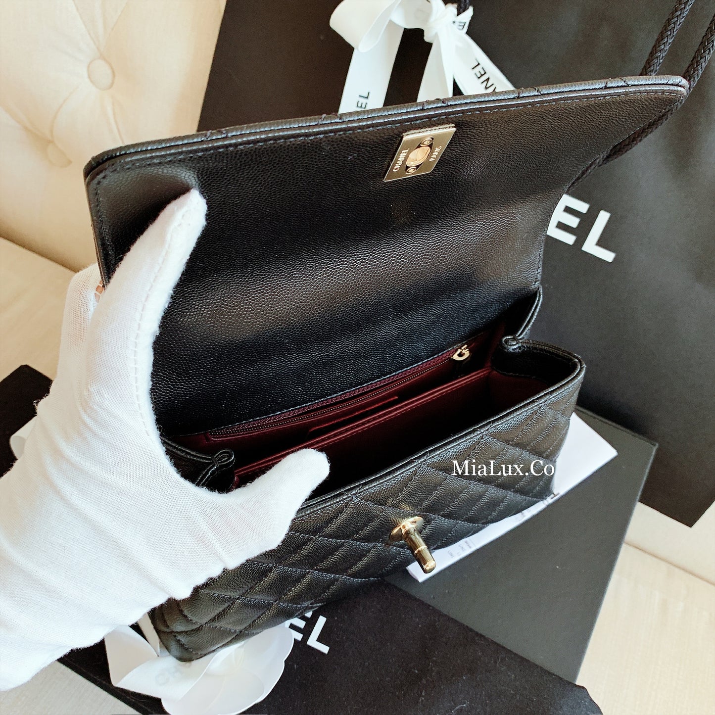 CHANEL▶︎✨| MINI CALFSKIN FLAP BAG WITH HANDLE 迷你牛皮手把翻蓋包 A92990 -