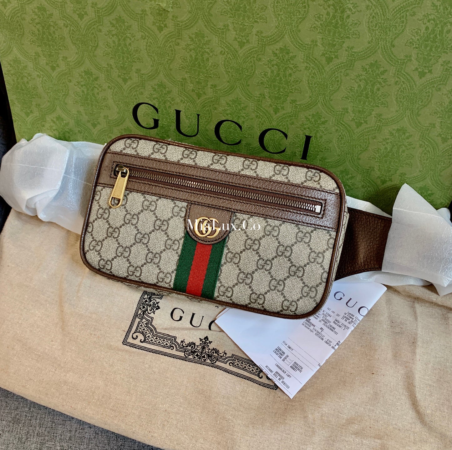Gucci Ophidia GG Canvas Belt Bag 男女款老花皮帶包 *£855