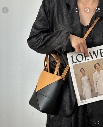 Loewe▪️Puzzle Fold Tote Mini 拼色拼圖折疊包-米白/1350SF1200 ㊙️折扣🉐49000💰