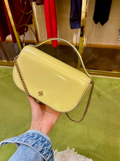 @ToryBurch Emerson 黃色漆皮斜肩鏈包/440P289 🔥折上六折🉐8600