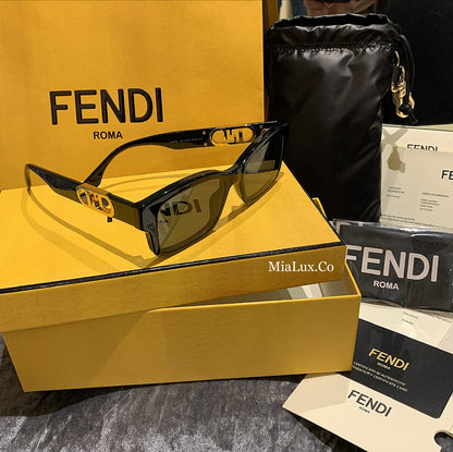 FENDI✨ O'LOCK BLACK ACETATE SUNGLASSES 方框太陽眼鏡 * £330