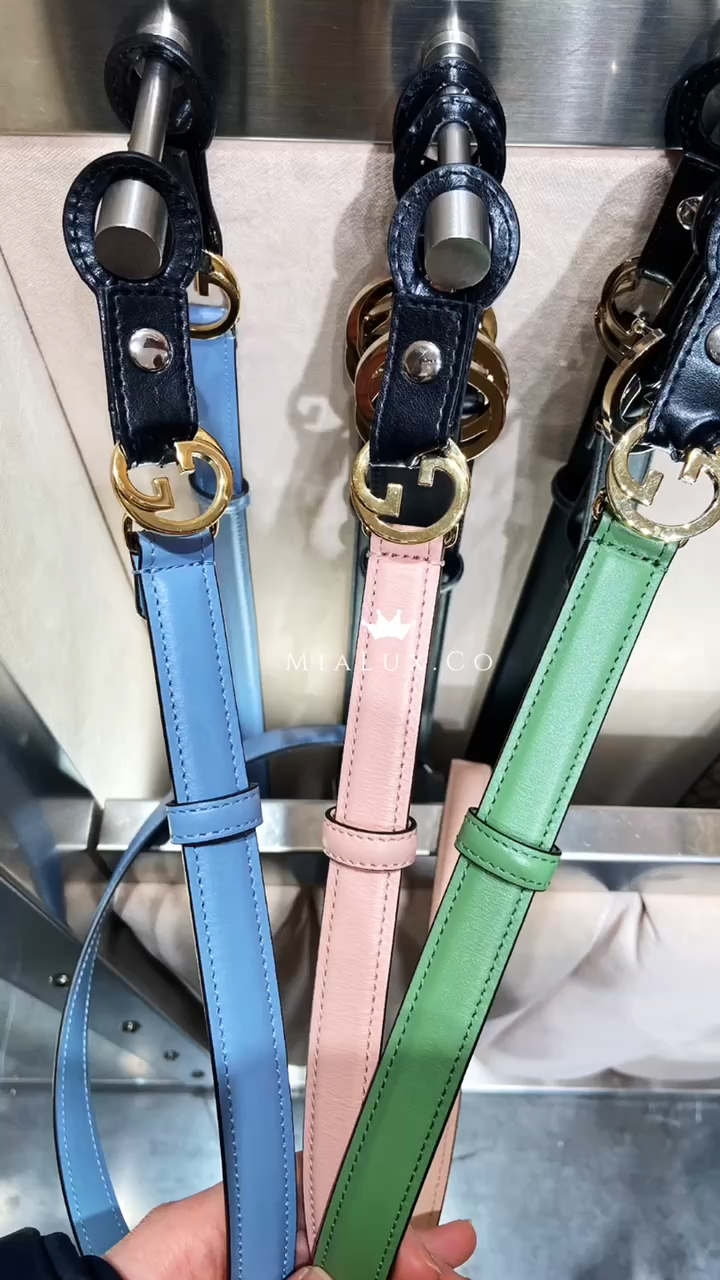 Gucci▪️ Wbelt W.20 Blondie Ciny Calf Lux 女款金屬LOGO牛皮細皮帶 *P220