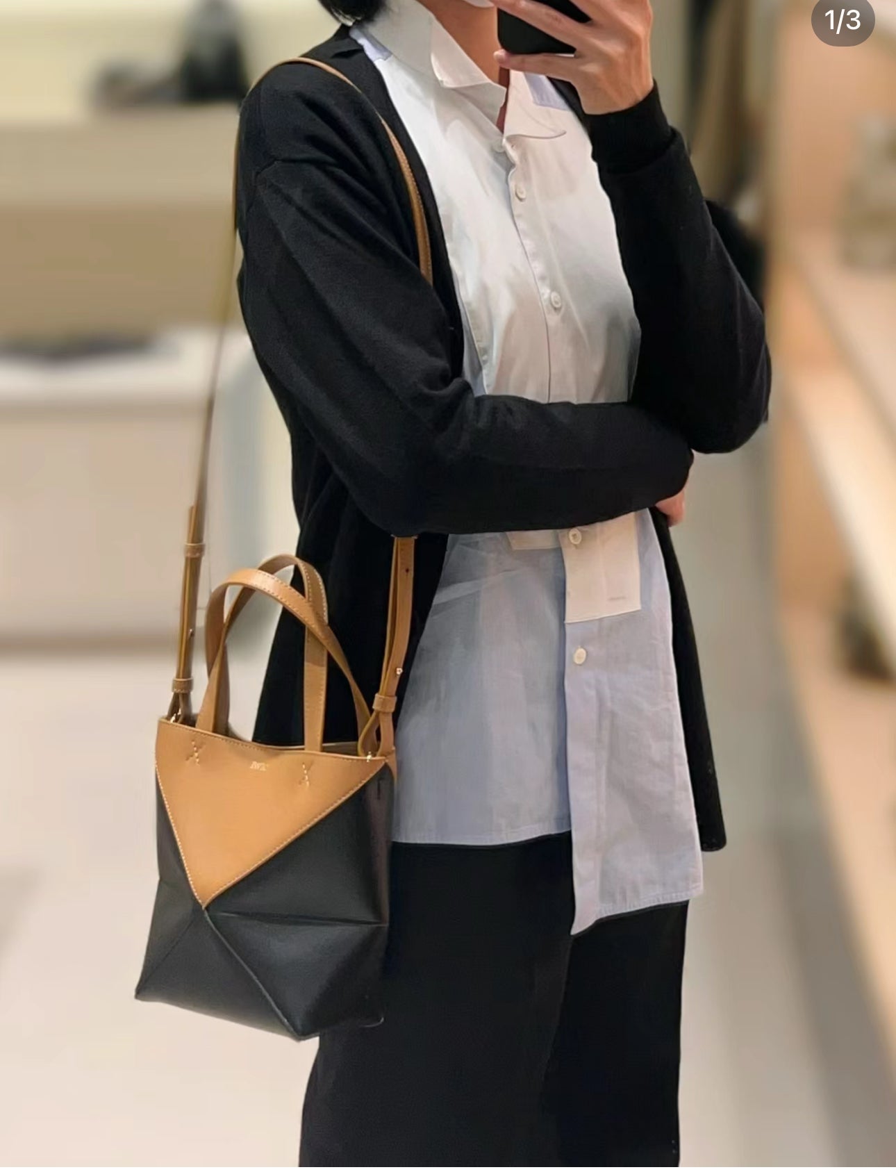 Loewe▪️Puzzle Fold Tote Mini 拼色拼圖折疊包-米白/1350SF1200 ㊙️折扣🉐49000💰