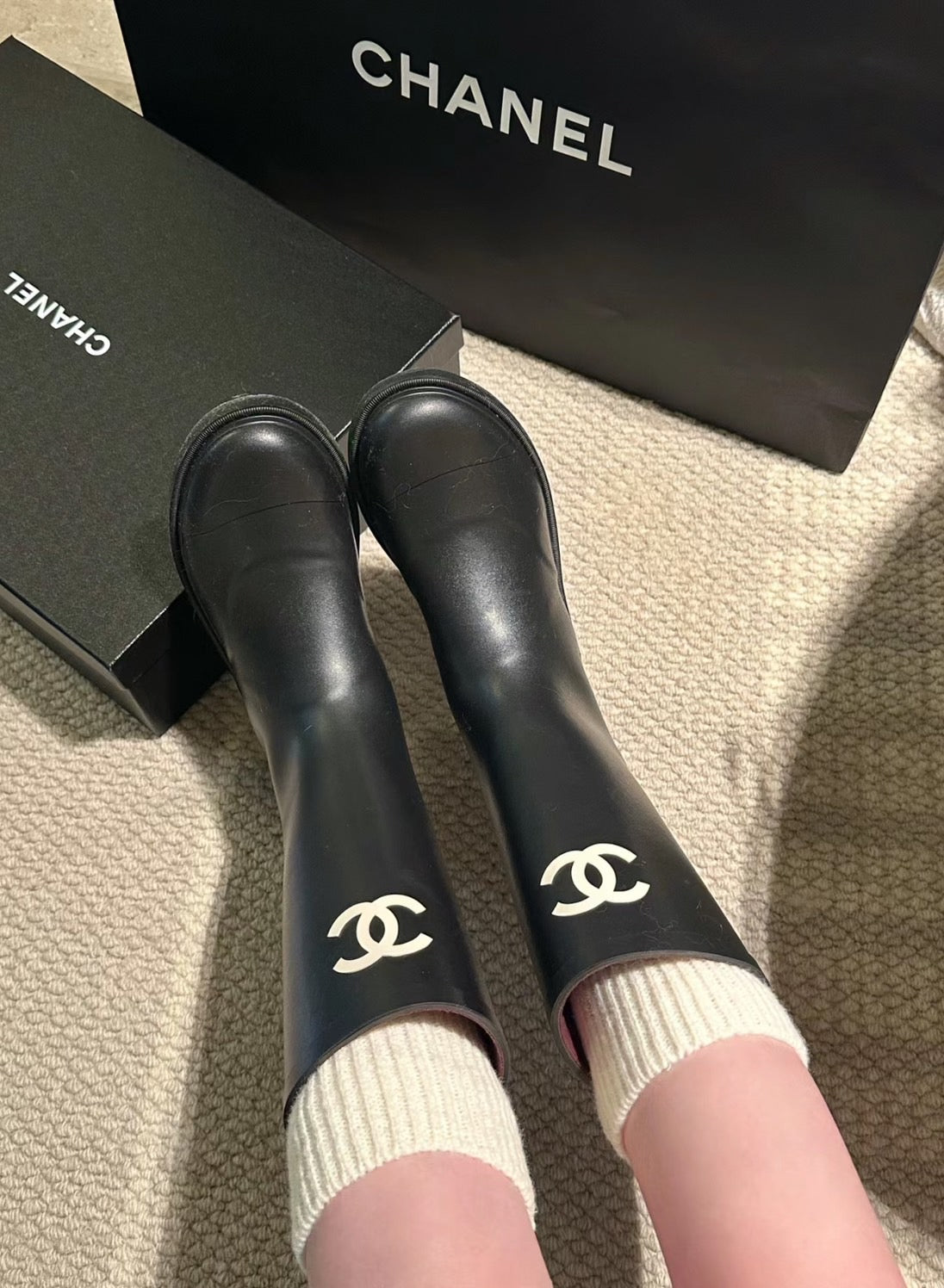 CHANEL BOOTS 黑色雨靴