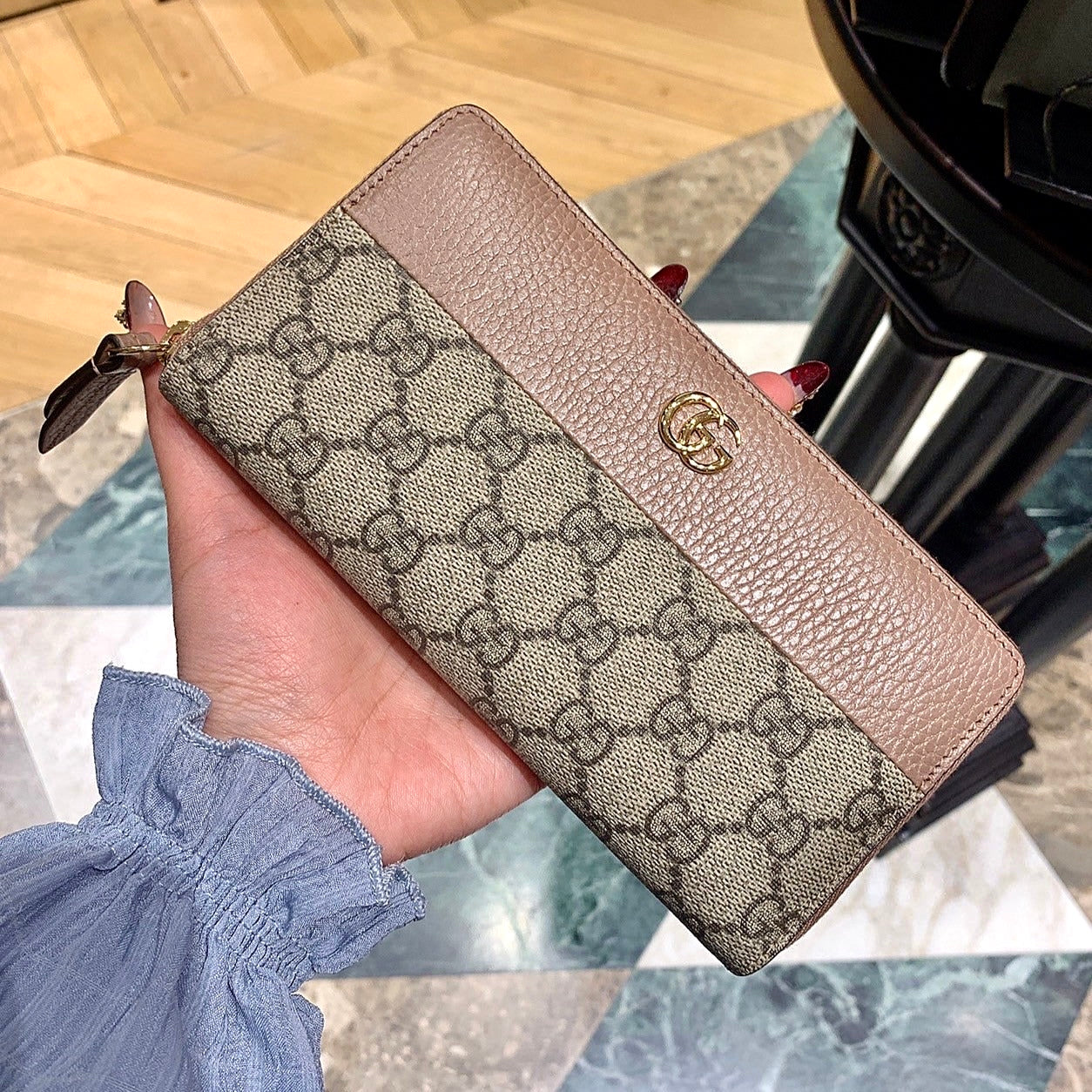 Gucci▪️GG Marmont Zip Around 老花拉鍊長夾/445 🉐18800