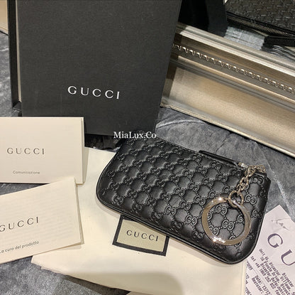 @Gucci Embossed Key Pouch 壓紋圓型扣鑰匙錢包/P145