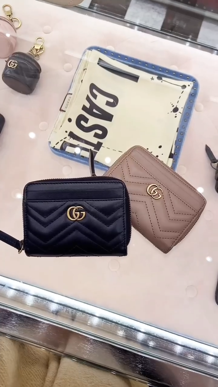 @Gucci▪️GG Marmont 2.0 牛皮拉鍊卡片零錢包/P270