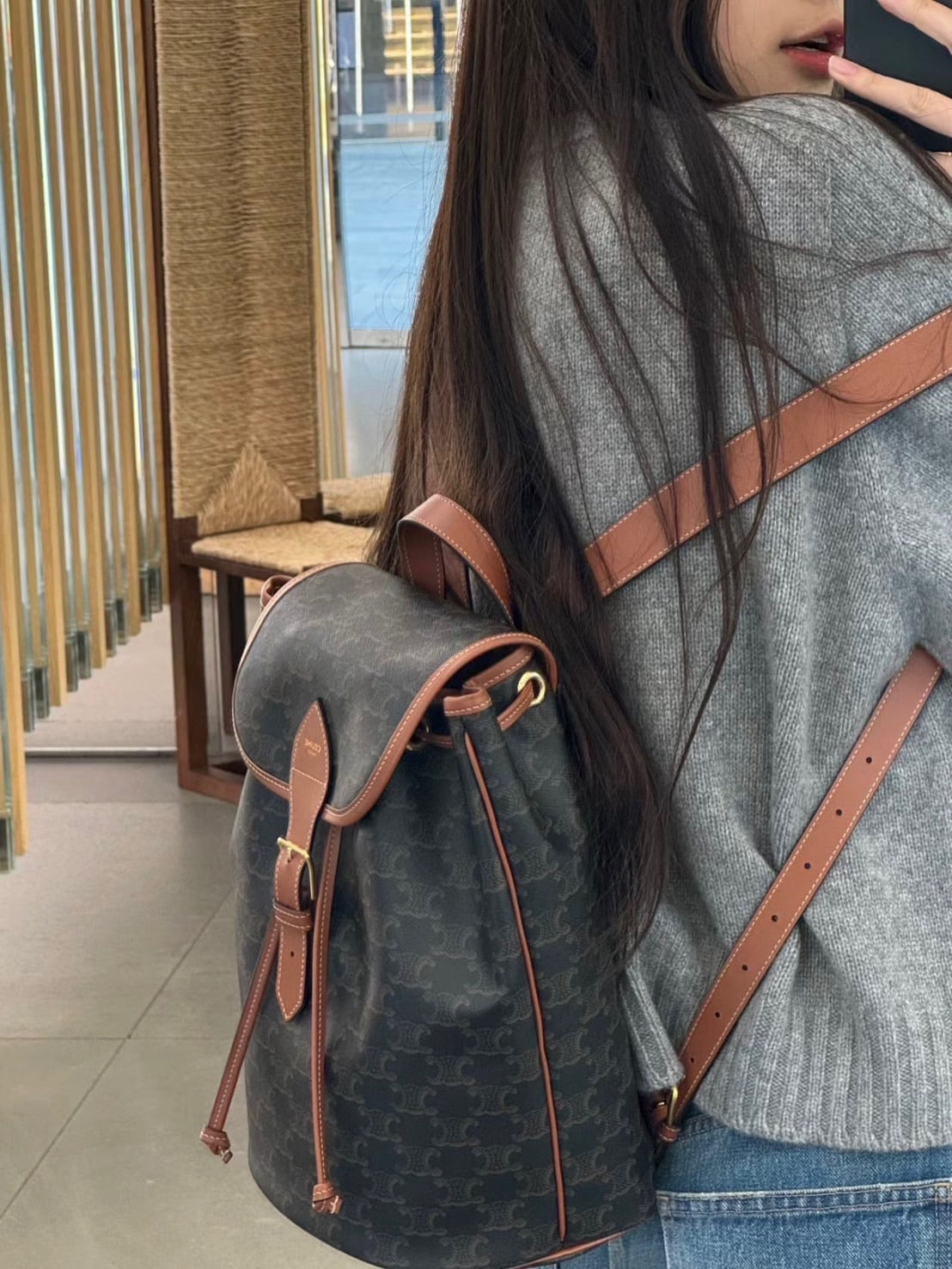 Celine▪️Backpack Folco Mini 迷你老花後背包/1450E1500 🉐53500🇪🇺