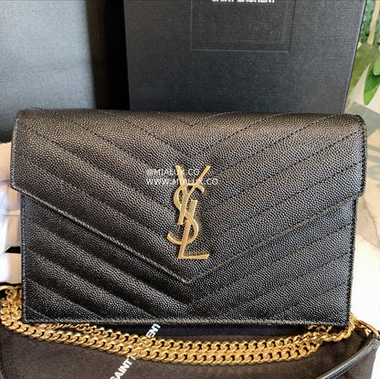 YSL Cassandre Envelope 粒面牛皮信封WOC包-金釦/815E890 🉐32150🇪🇺